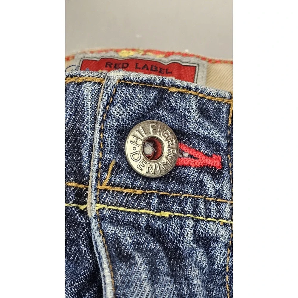 Tommy Hilfiger Jean Shorts Mens 36 Blue Baggy‎ Cargo Distressed Red Label Denim